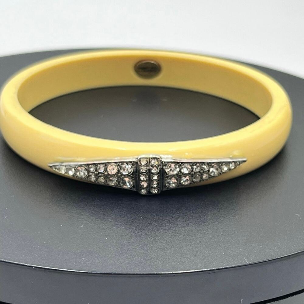 Lulu Frost For J. crew Yellow Acrylic Pave Rhinestones Crest Bangle‎ Bracelet